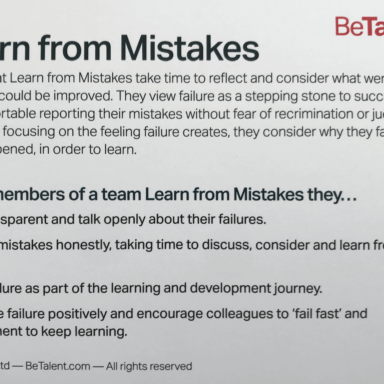 BeTalent Psychological Safety Cards to Boost Team Performance  sold on The Positive Psychology Shop