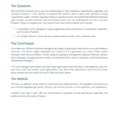 Inspirational Leadership & Executive Presence available as download from The Positive Psychology Shop