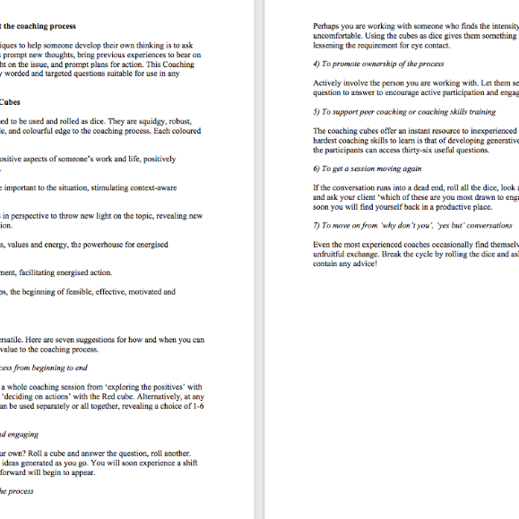 Coaching Cubes, sold on the Positive Psychology Shop