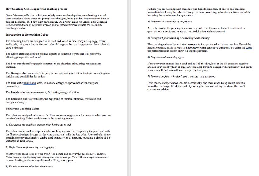 Coaching Cubes, sold on the Positive Psychology Shop