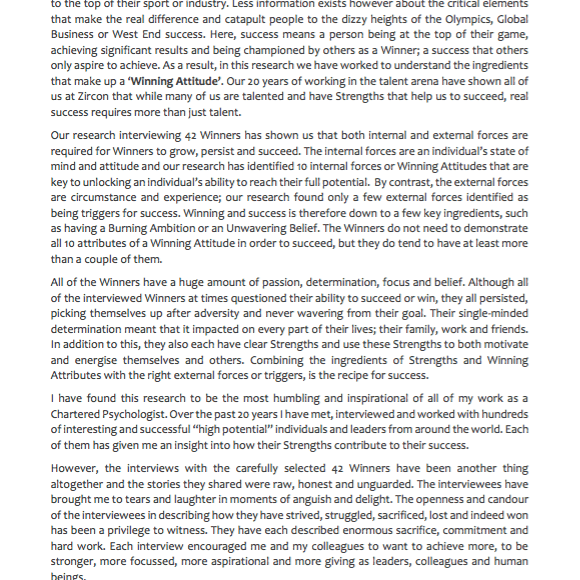 Winning Attitudes What does it take to be Successful? Winning Attitudes What does it take to be Successful available as download from The Positive Psychology Shop