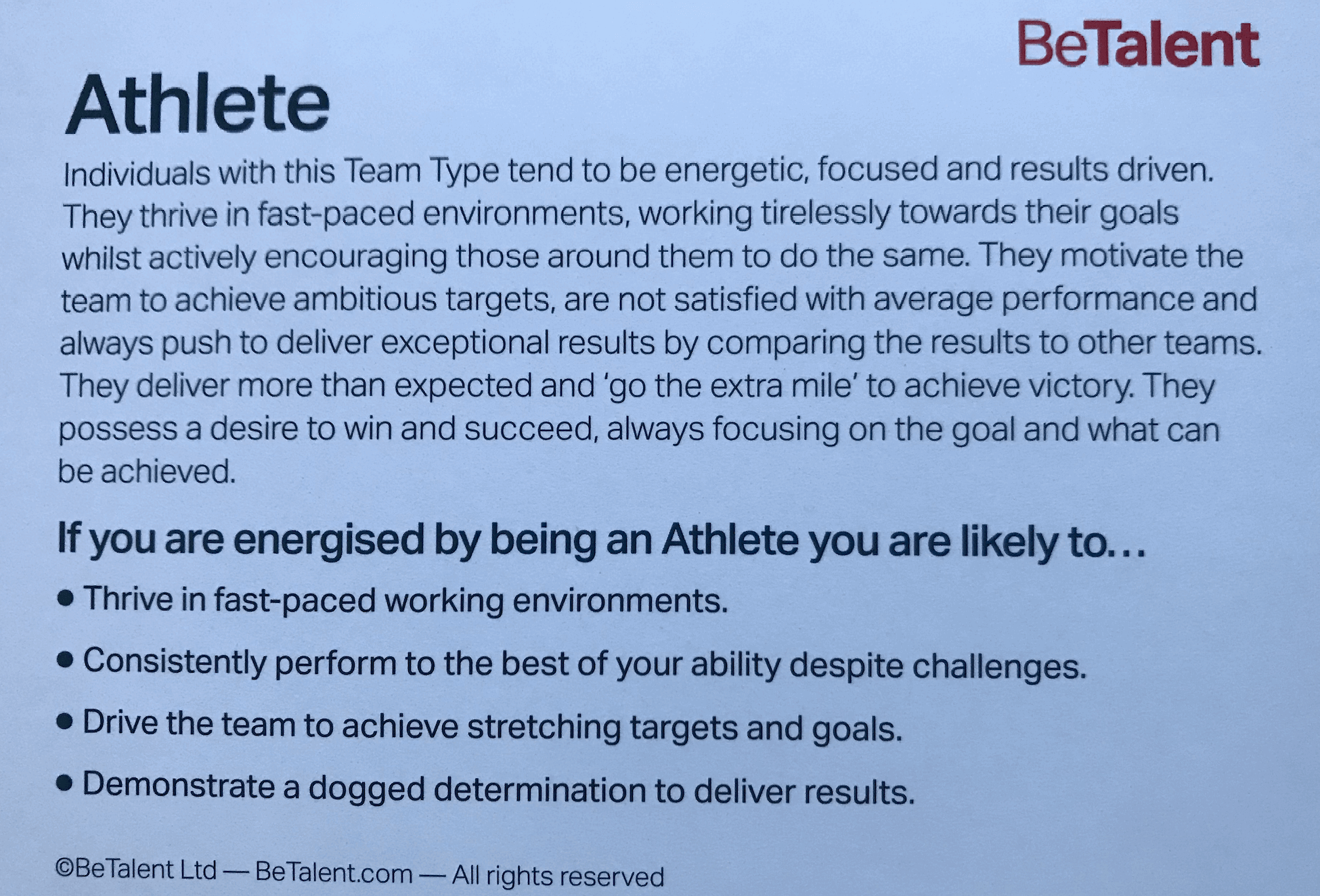 BeTalent Team Role Cards  sold on The Positive Psychology Shop