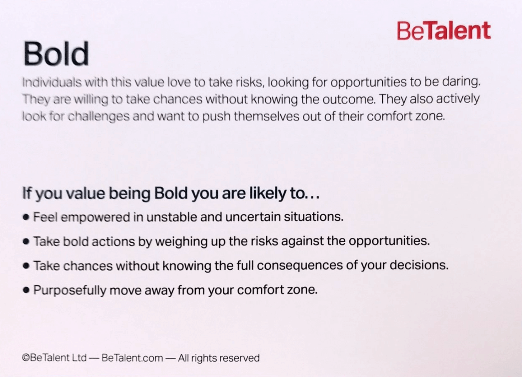 BeTalent Values Cards, sold on the positive psychology shop