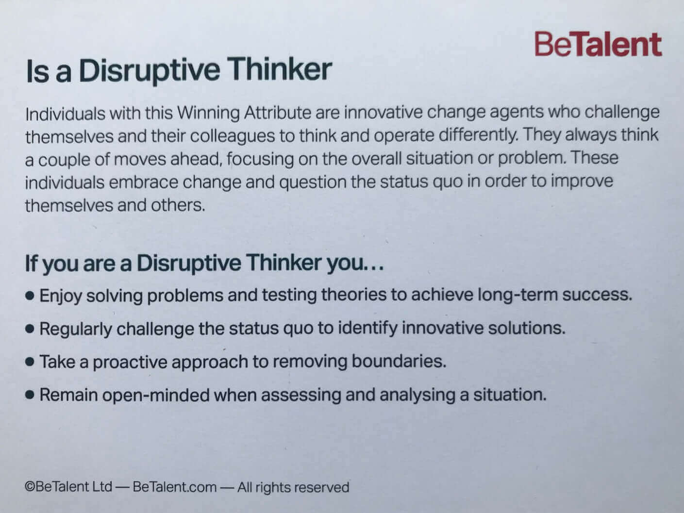 Be Talent Winning Attitude Cards  sold on The Positive Psychology Shop